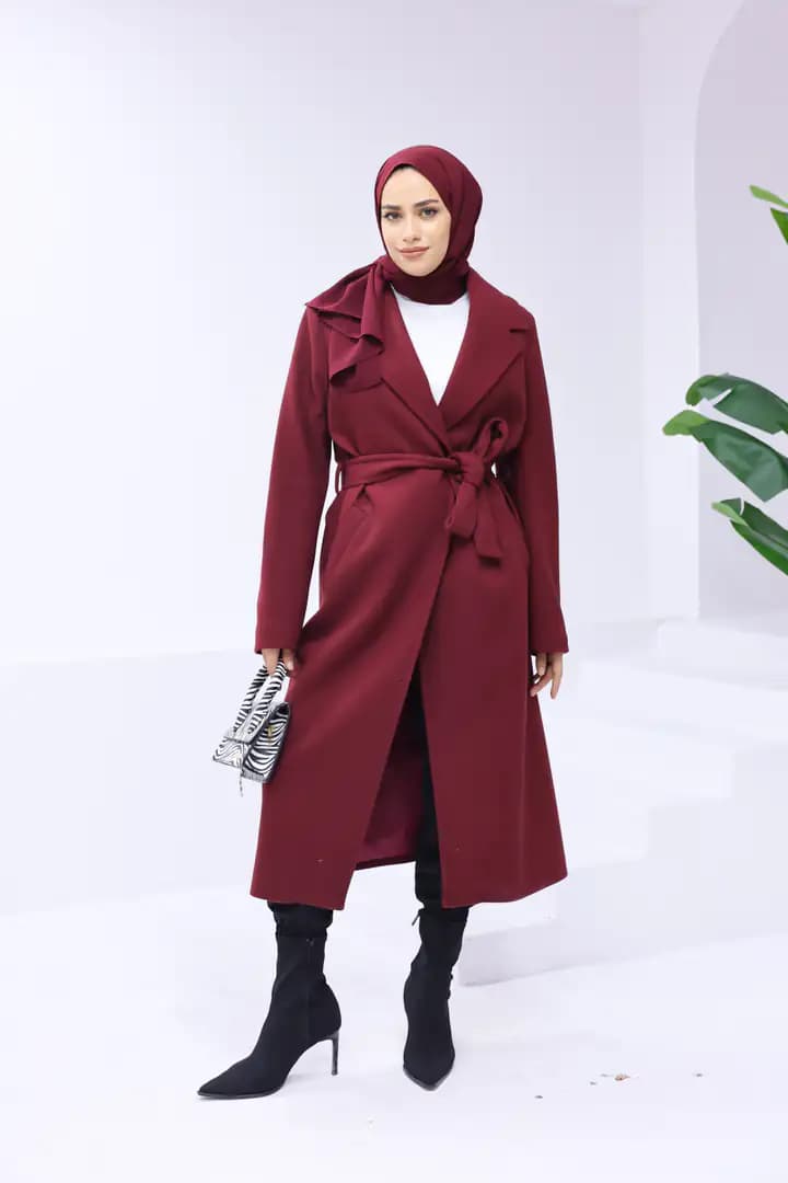 Uzun kaşe BORDO kaban 6