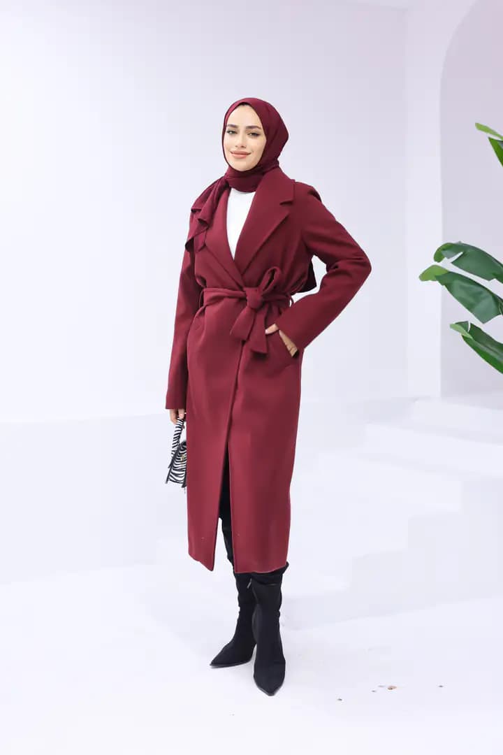 Uzun kaşe BORDO kaban 5