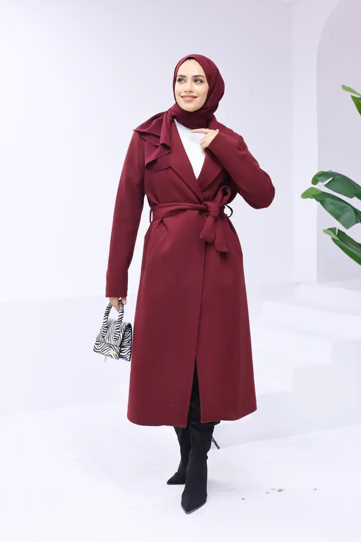 Uzun kaşe BORDO kaban 4
