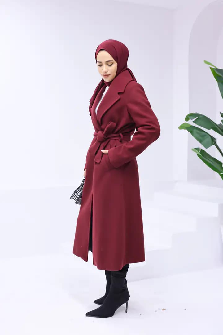 Uzun kaşe BORDO kaban 3