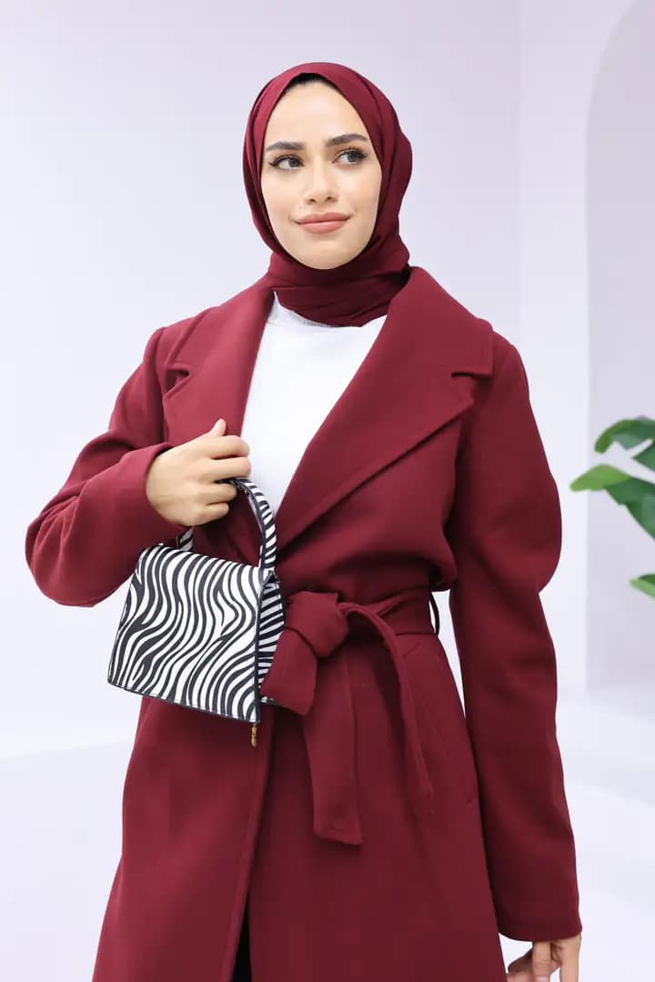 Uzun kaşe BORDO kaban