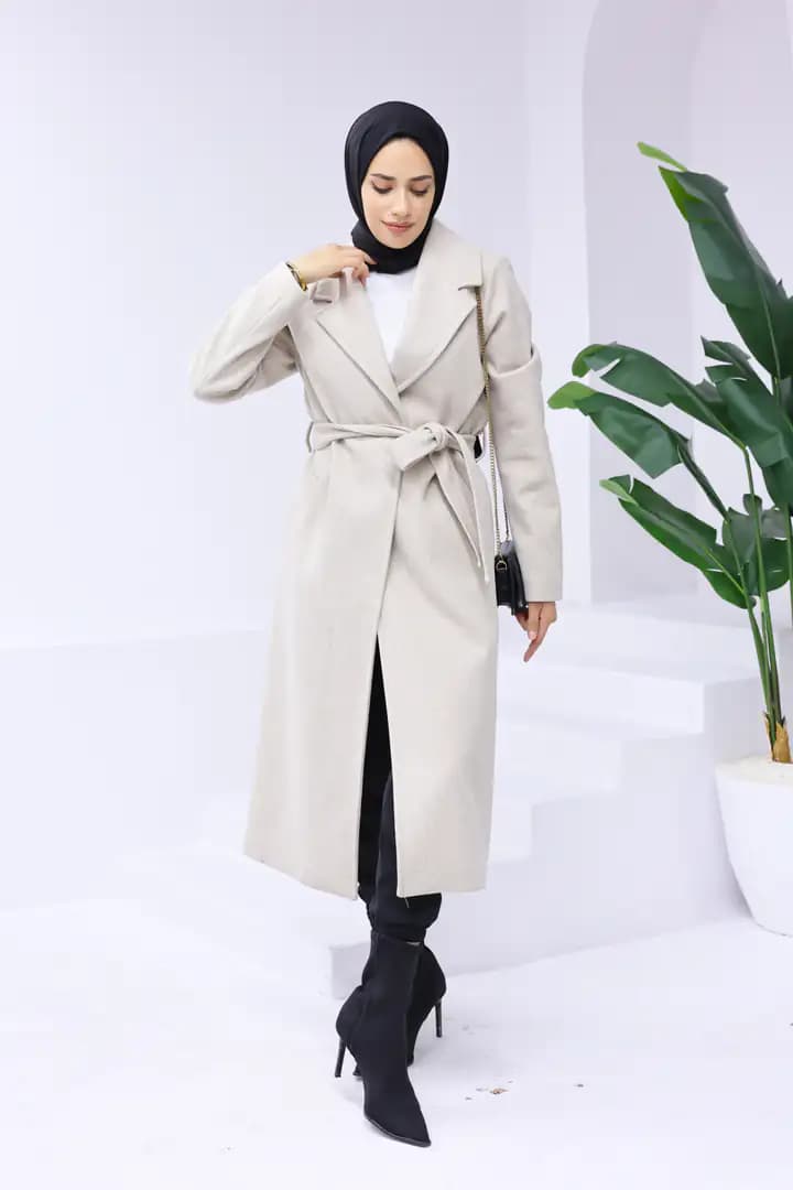 Uzun kaşe BEJ kaban