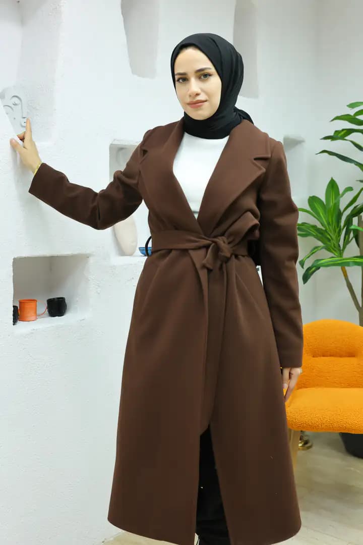 Uzun kaşe KAHVE kaban