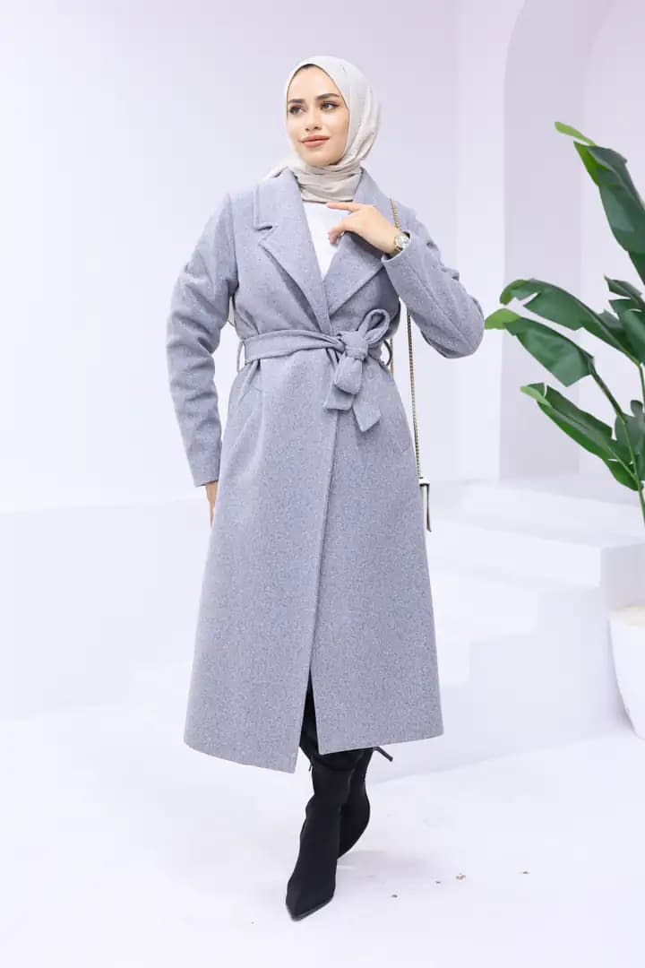 Uzun kaşe GRİ kaban 5